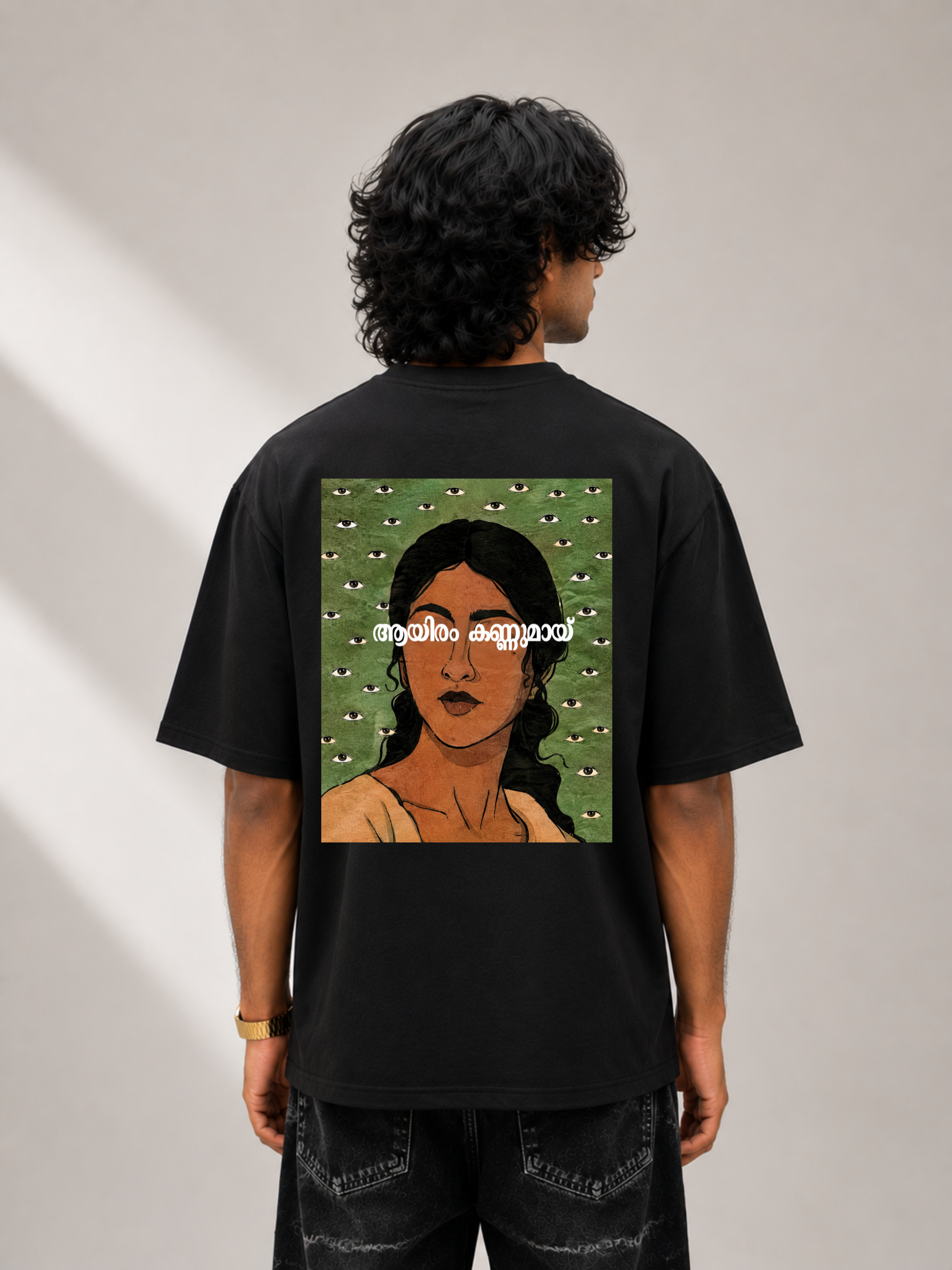 1000 eyes black oversized tee