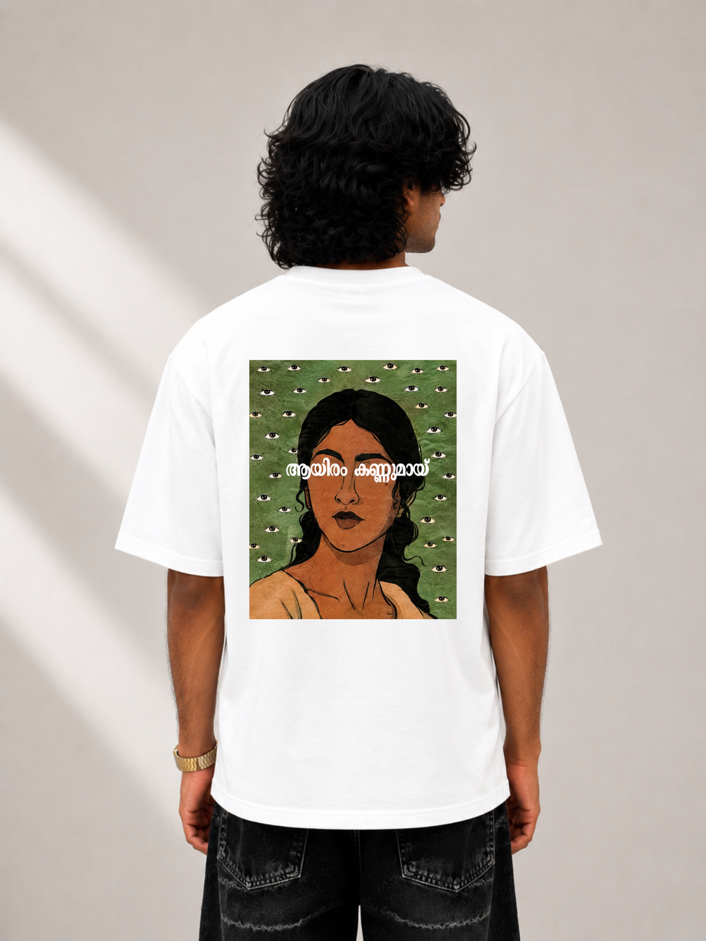 1000 eyes white oversized tee