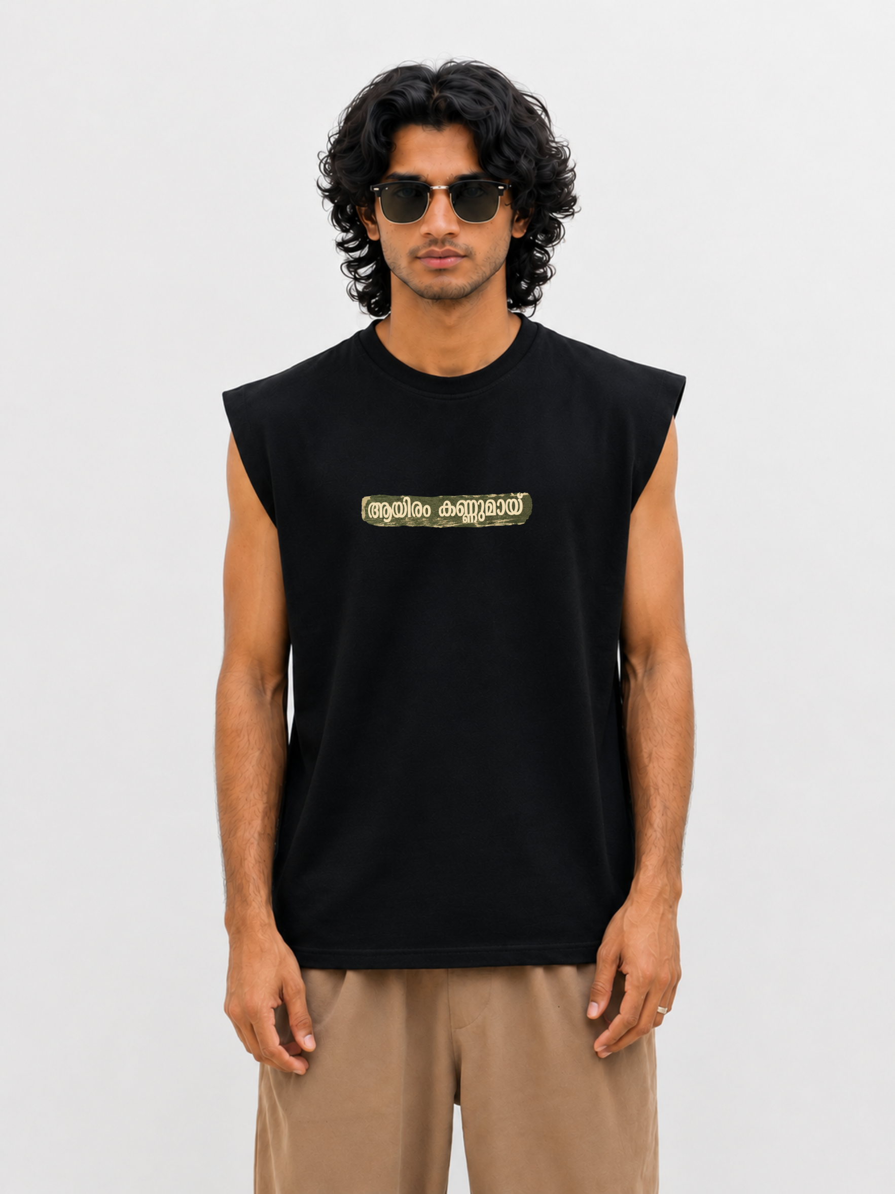 1000 eyes new black Sleeveless tee