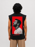 sleeveless black messi printed t shirt